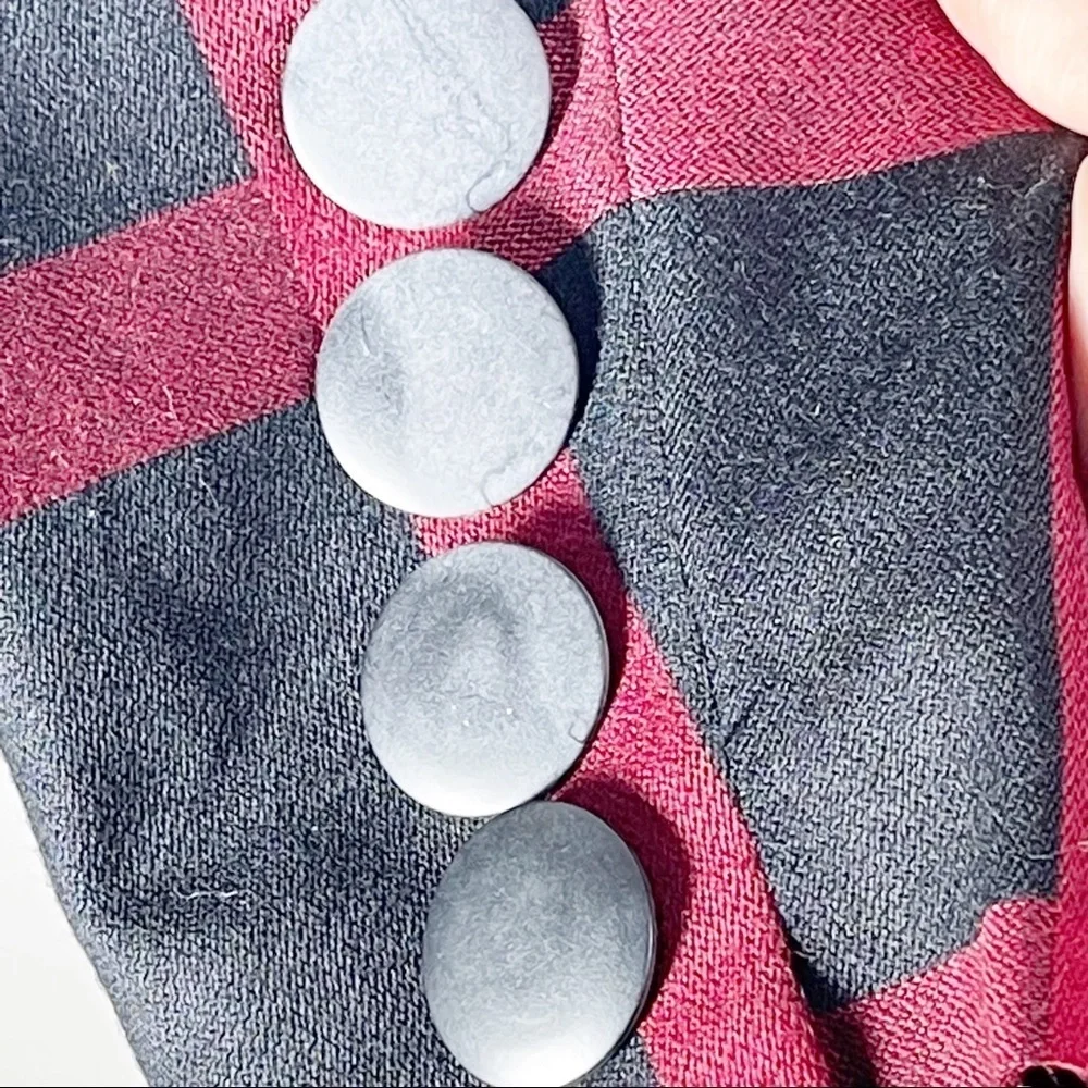 Christian Dior Vintage Wool Plaid Blazer Black Red